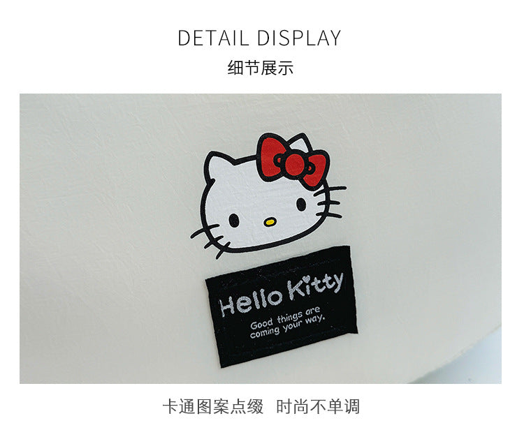 New Hello Kitty Large Capacity High-Value Shoulder Bag Cartoon Cute Bowknot Down Bag Crossbody Bag