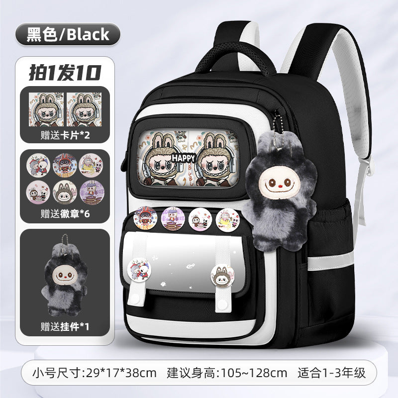 INS New Bag Labubu Backpack for Children Primary School Students Grades 1-6 Double Shoulder Bag Lightweight Backpack