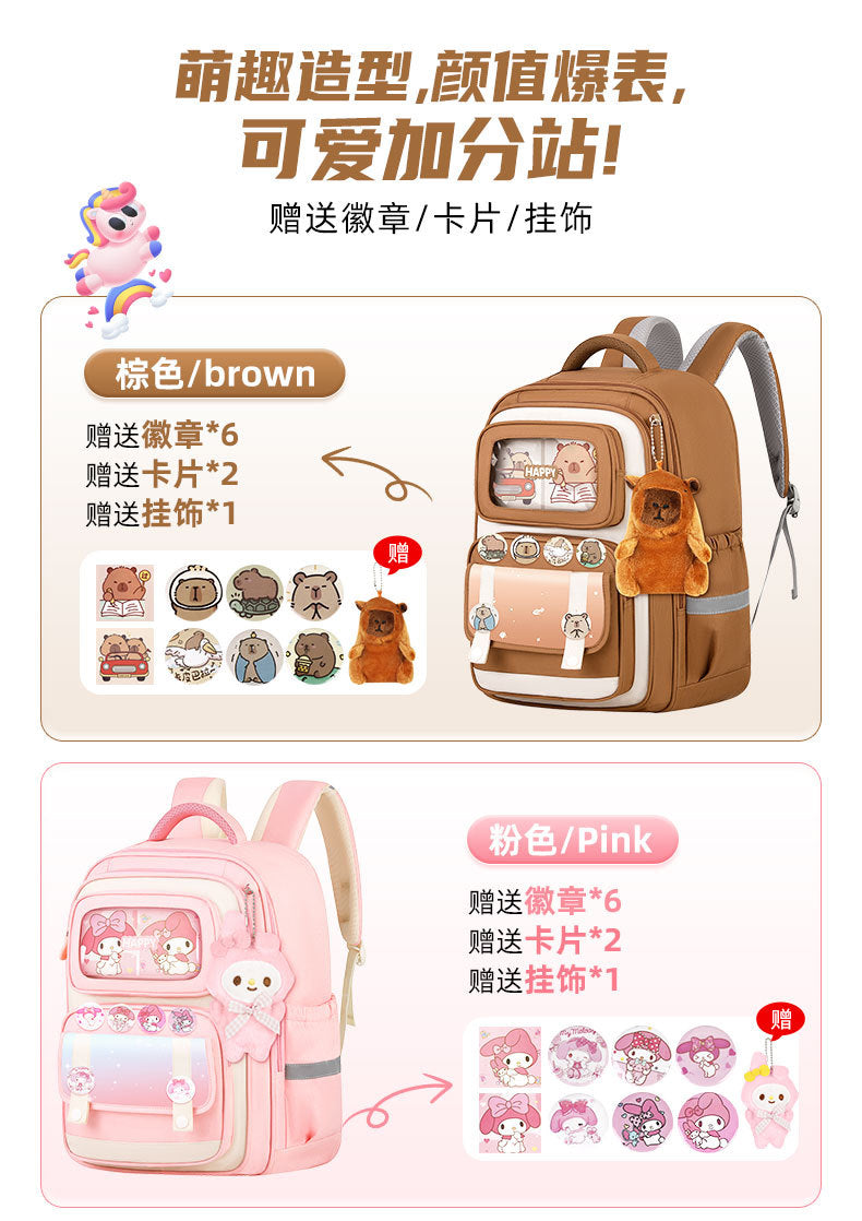 INS New Bag Labubu Backpack for Children Primary School Students Grades 1-6 Double Shoulder Bag Lightweight Backpack
