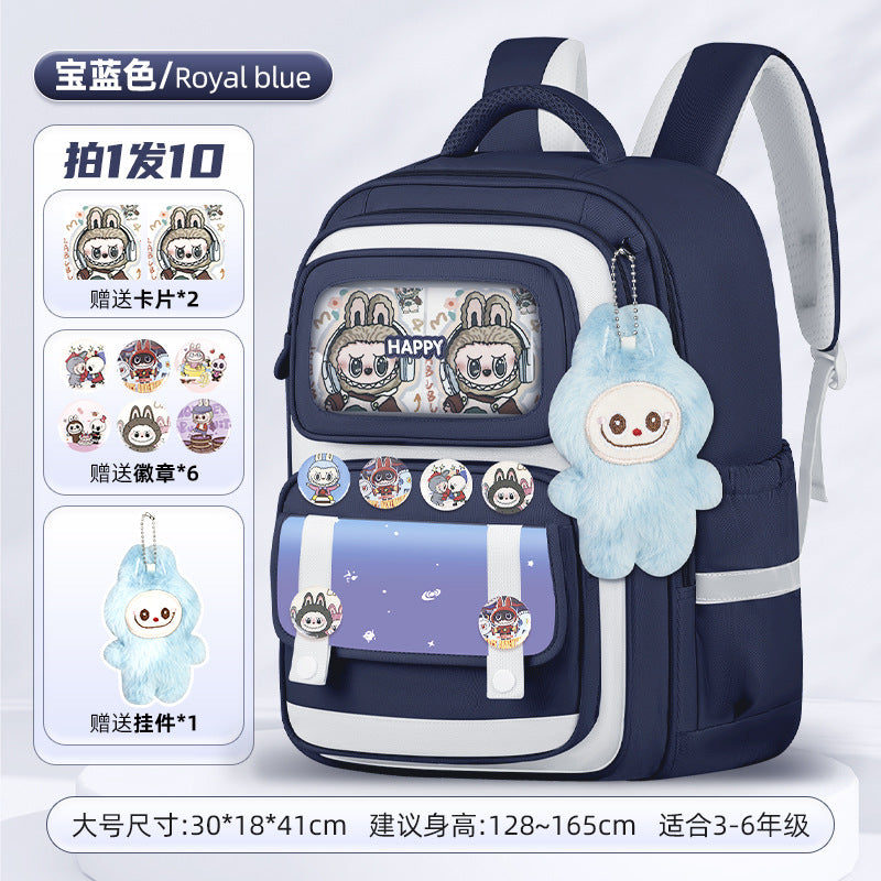 INS New Bag Labubu Backpack for Children Primary School Students Grades 1-6 Double Shoulder Bag Lightweight Backpack