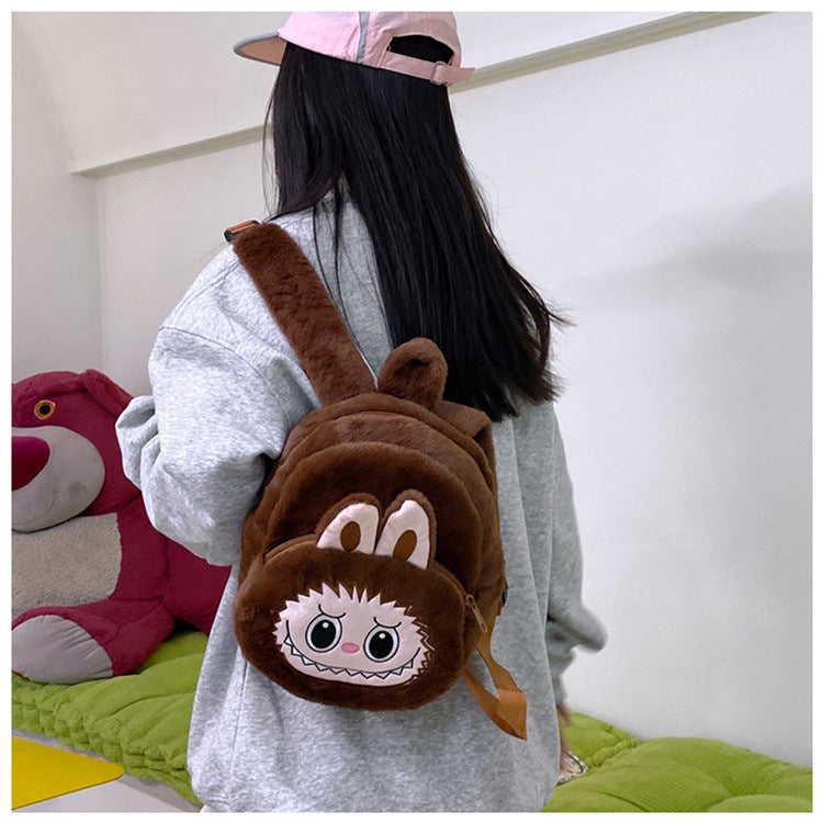 Home Crossbody Double-Shoulder Plush Coin Bag Plush Toy Children's Backpack