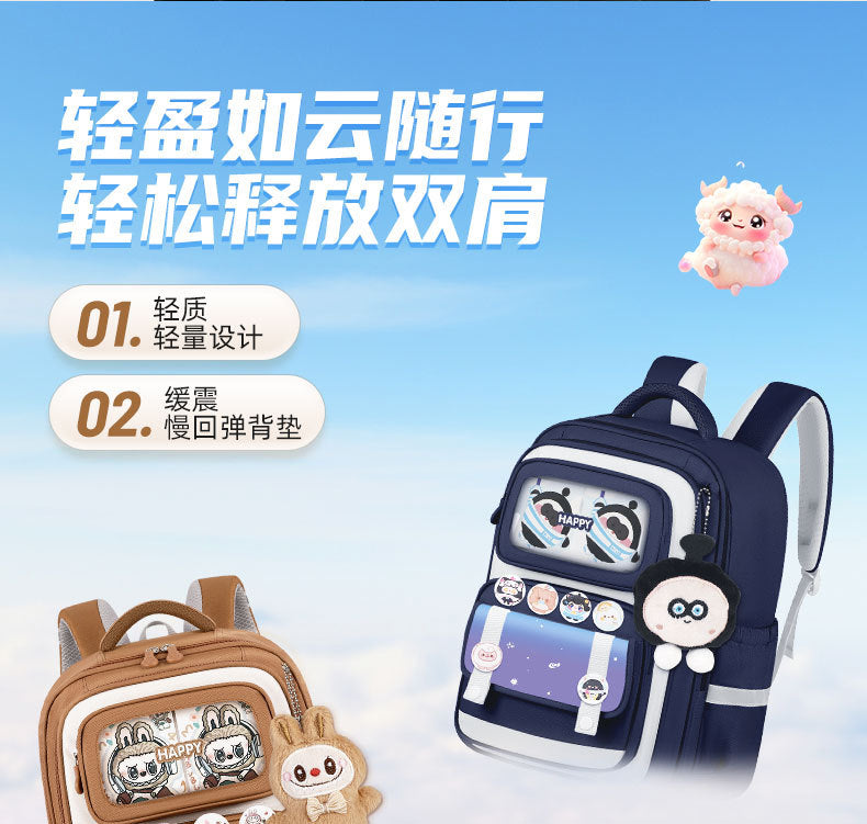 INS New Bag Labubu Backpack for Children Primary School Students Grades 1-6 Double Shoulder Bag Lightweight Backpack