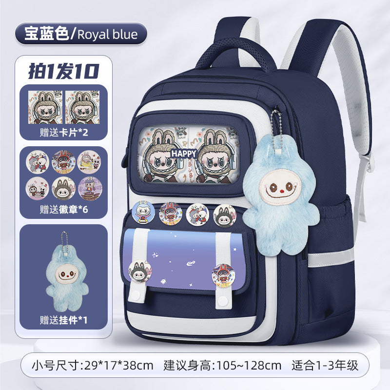 INS New Bag Labubu Backpack for Children Primary School Students Grades 1-6 Double Shoulder Bag Lightweight Backpack