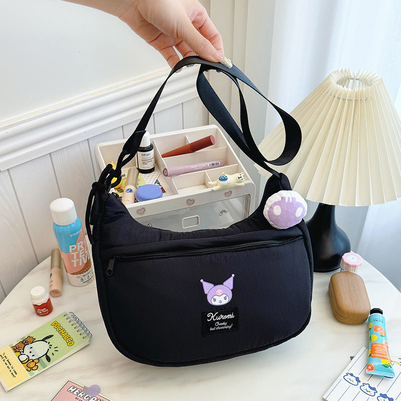 New Hello Kitty Large Capacity High-Value Shoulder Bag Cartoon Cute Bowknot Down Bag Crossbody Bag