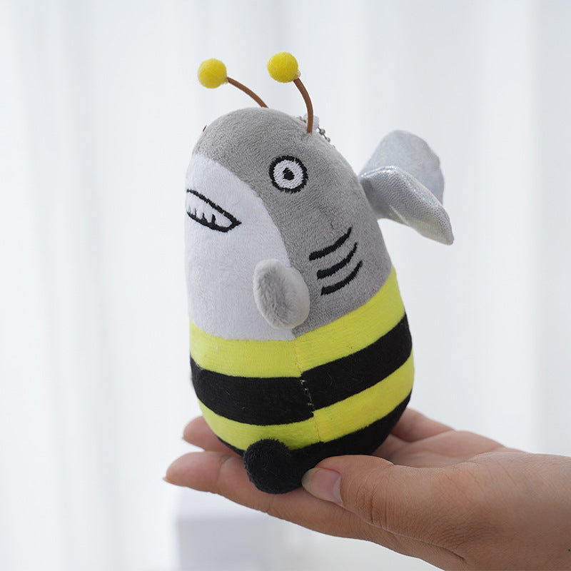 Shark Bee Plush Doll Shark Fork Small Decoration Toy Bag Decoration Plush Doll Funny Plush Toy