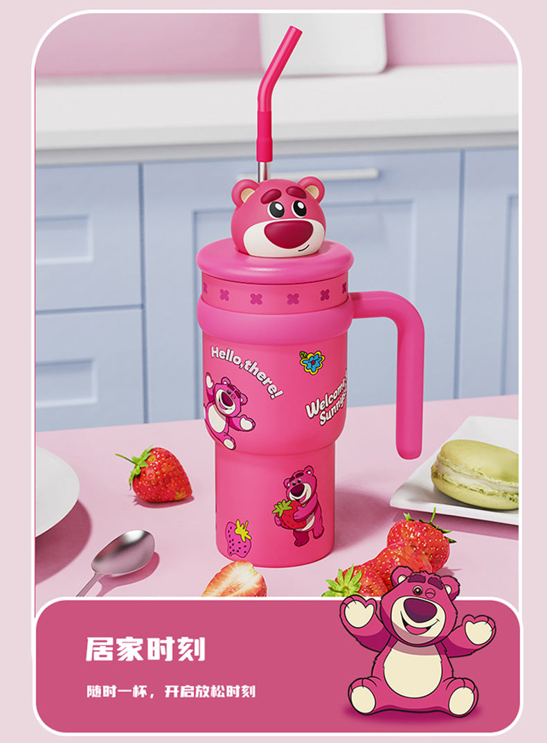 AKS Stitch Plush Ice Tyrant Thermos Cup 700mL Large Capacity Straw 316 Stainless Steel Water Bottle