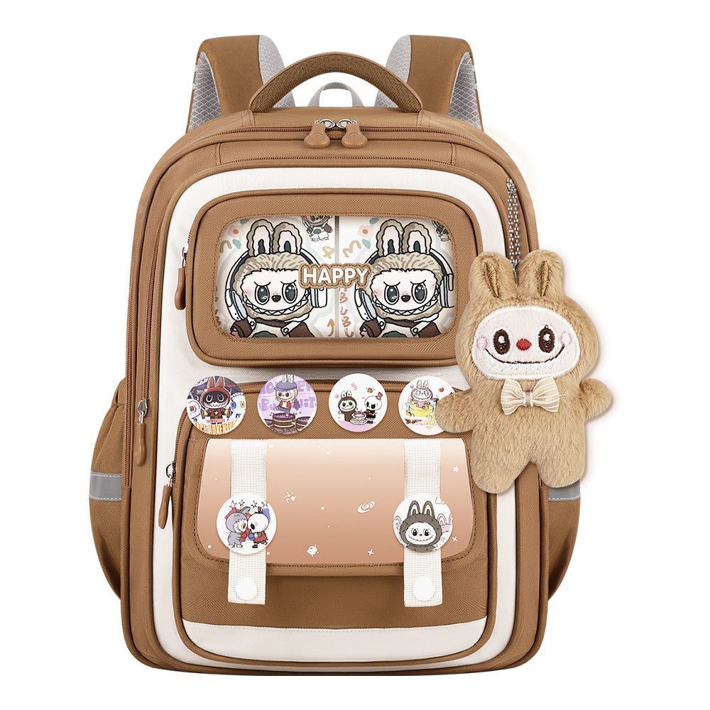 INS New Bag Labubu Backpack for Children Primary School Students Grades 1-6 Double Shoulder Bag Lightweight Backpack