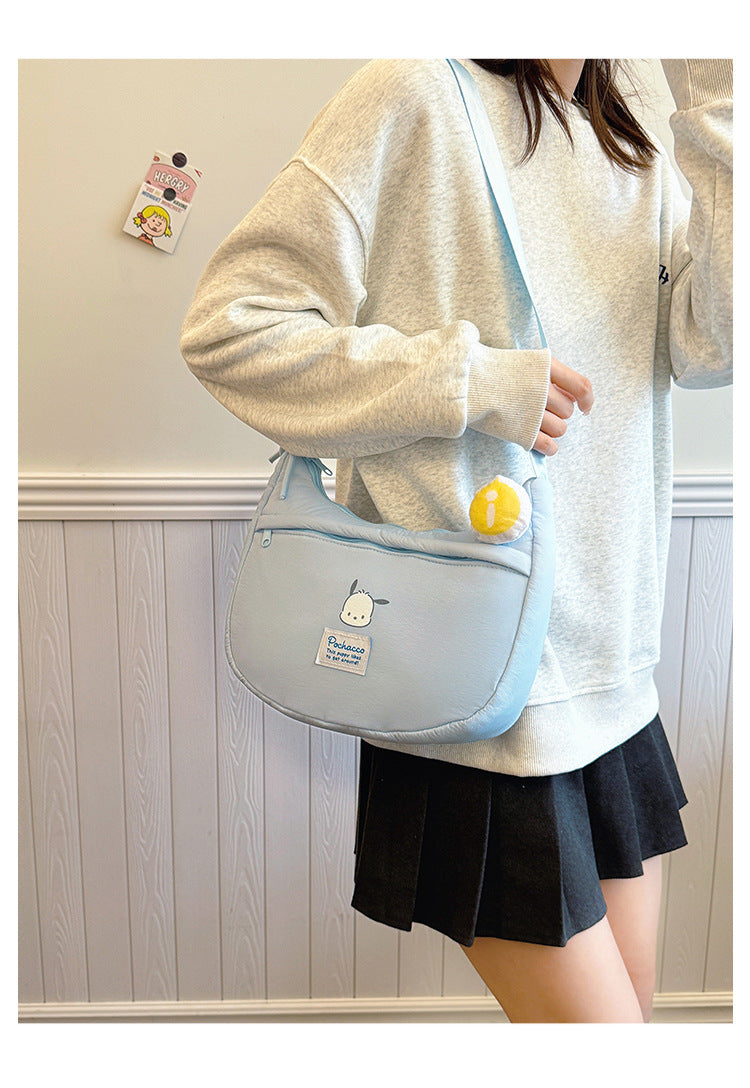 New Hello Kitty Large Capacity High-Value Shoulder Bag Cartoon Cute Bowknot Down Bag Crossbody Bag