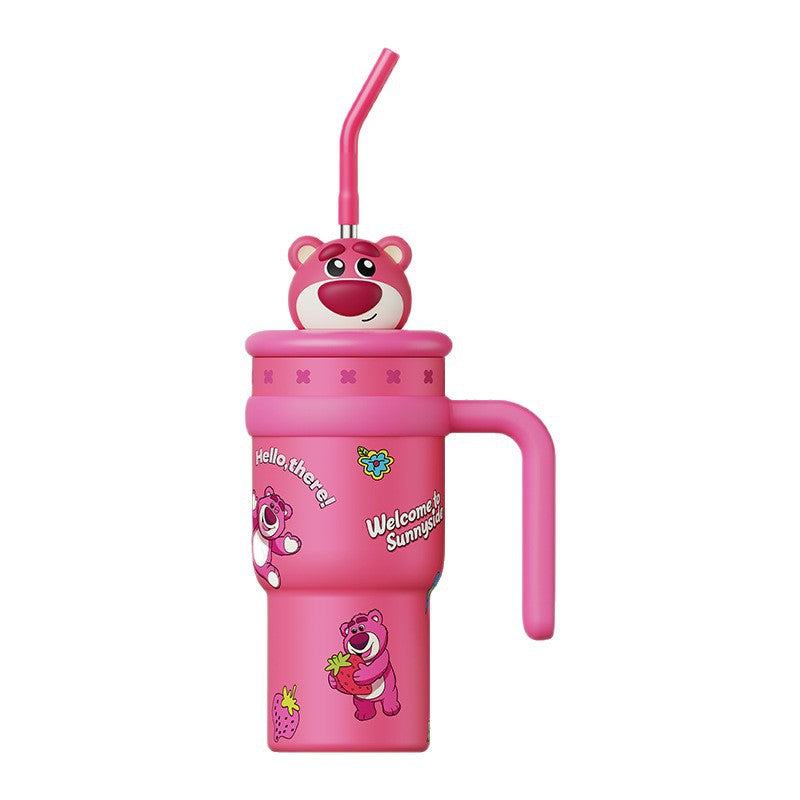 AKS Stitch Plush Ice Tyrant Thermos Cup 700mL Large Capacity Straw 316 Stainless Steel Water Bottle