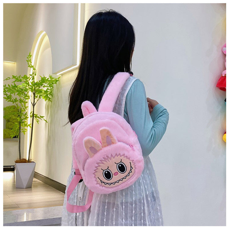 Home Crossbody Double-Shoulder Plush Coin Bag Plush Toy Children's Backpack