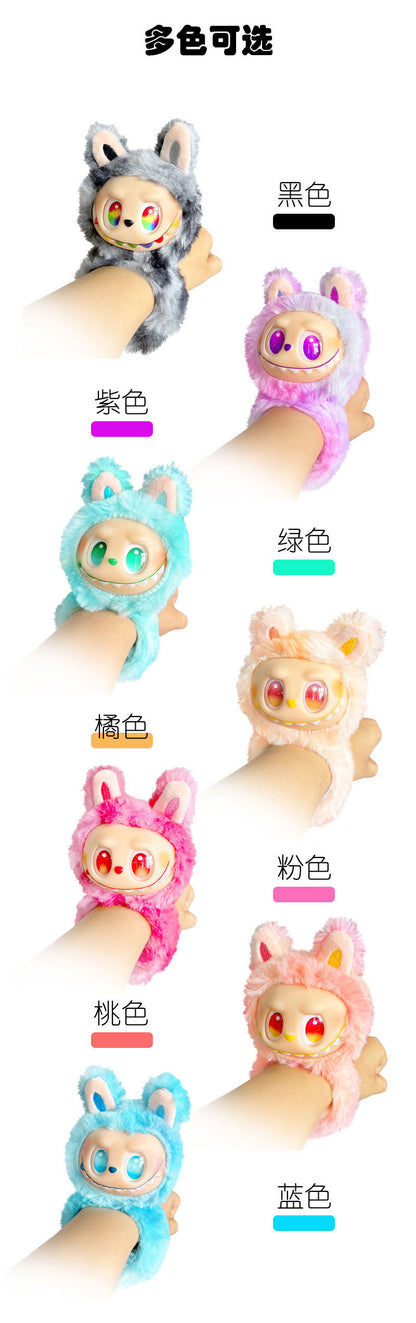 New Cute Labubu Snap Ring Bracelet Plush Toy Doll Children's Birthday Gift Plushie