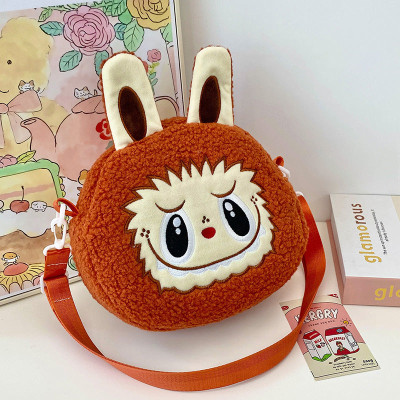 New Cartoon Crossbody Double Backpack Plush Bag City Park L Labubu Bag Crossbody Bag Children's Bag