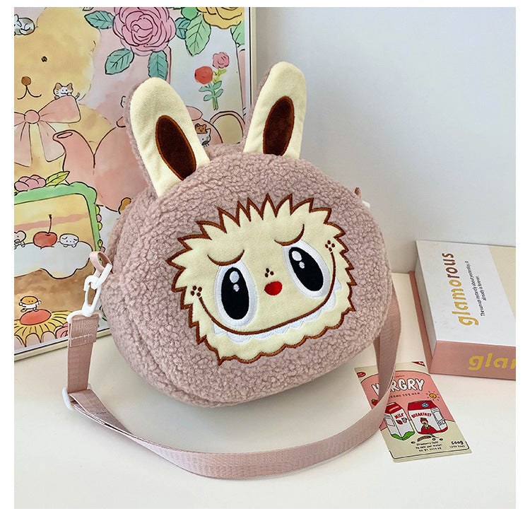 New Cartoon Crossbody Double Backpack Plush Bag City Park L Labubu Bag Crossbody Bag Children's Bag