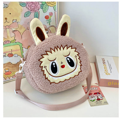 New Cartoon Crossbody Double Backpack Plush Bag City Park L Labubu Bag Crossbody Bag Children's Bag