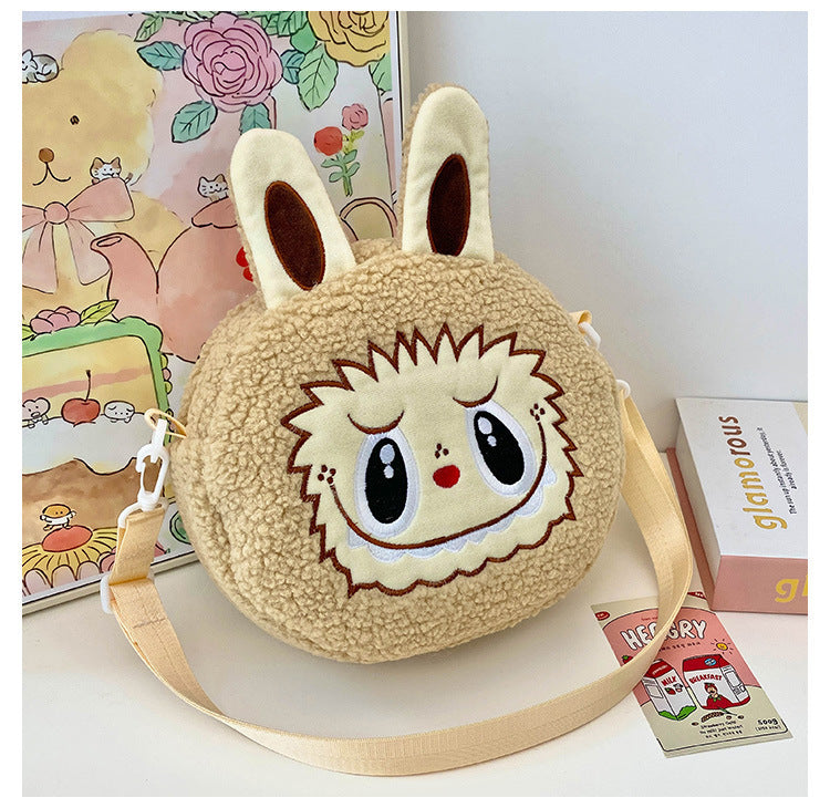 New Cartoon Crossbody Double Backpack Plush Bag City Park L Labubu Bag Crossbody Bag Children's Bag