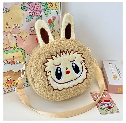 New Cartoon Crossbody Double Backpack Plush Bag City Park L Labubu Bag Crossbody Bag Children's Bag