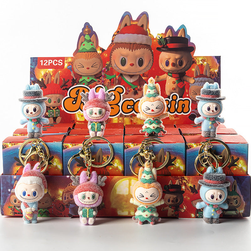 Flocked Halloween Labubu Trendy Toy Doll Children's Toy Bubble Mart Figurine Blind Bag Blind Box
