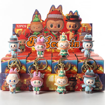 Flocked Halloween Labubu Trendy Toy Doll Children's Toy Bubble Mart Figurine Blind Bag Blind Box