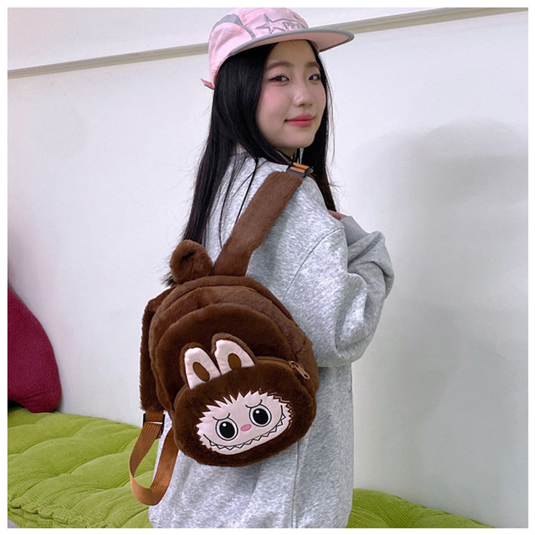 Home Crossbody Double-Shoulder Plush Coin Bag Plush Toy Children's Backpack
