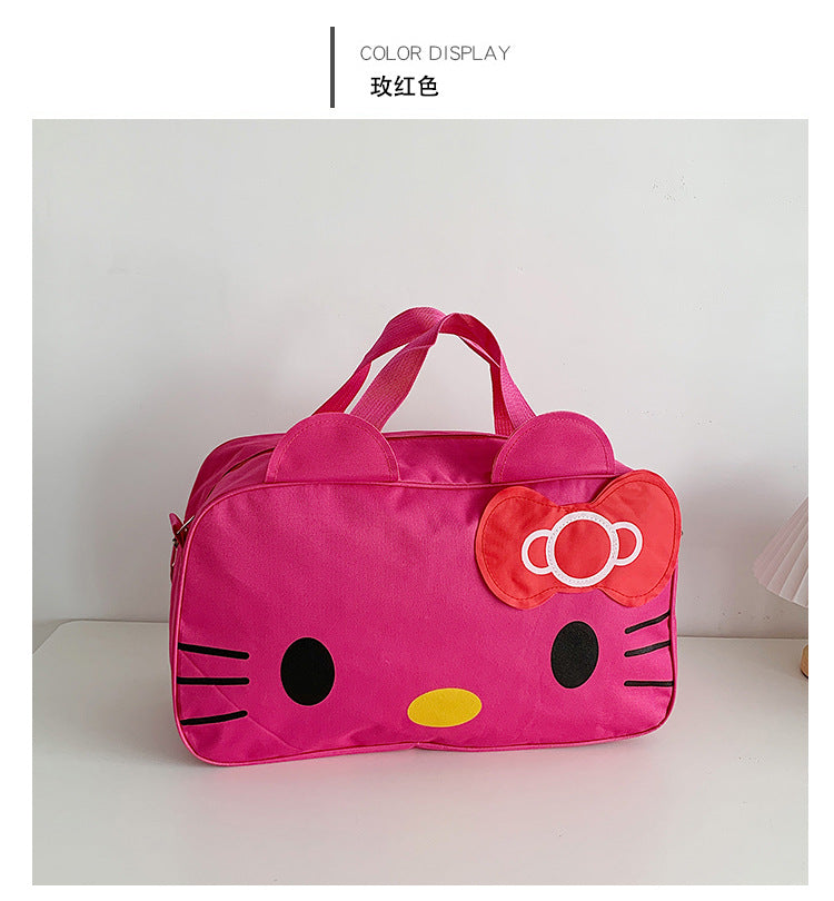 Fashion Cat Large Capacity Student Travel Bag Waterproof Large Capacity Cute Girl KT Luggage Bag Female Handbag