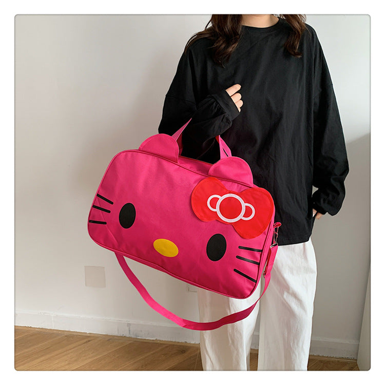 Fashion Cat Large Capacity Student Travel Bag Waterproof Large Capacity Cute Girl KT Luggage Bag Female Handbag