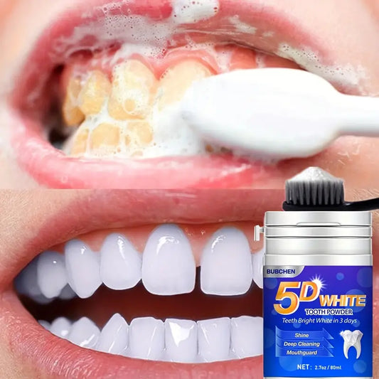 5D White Tooth Powder, Tooth Deep Cleaning Powder, Fresh Breath, Ideal For Oral Health & Hygiene Gift For Women Men