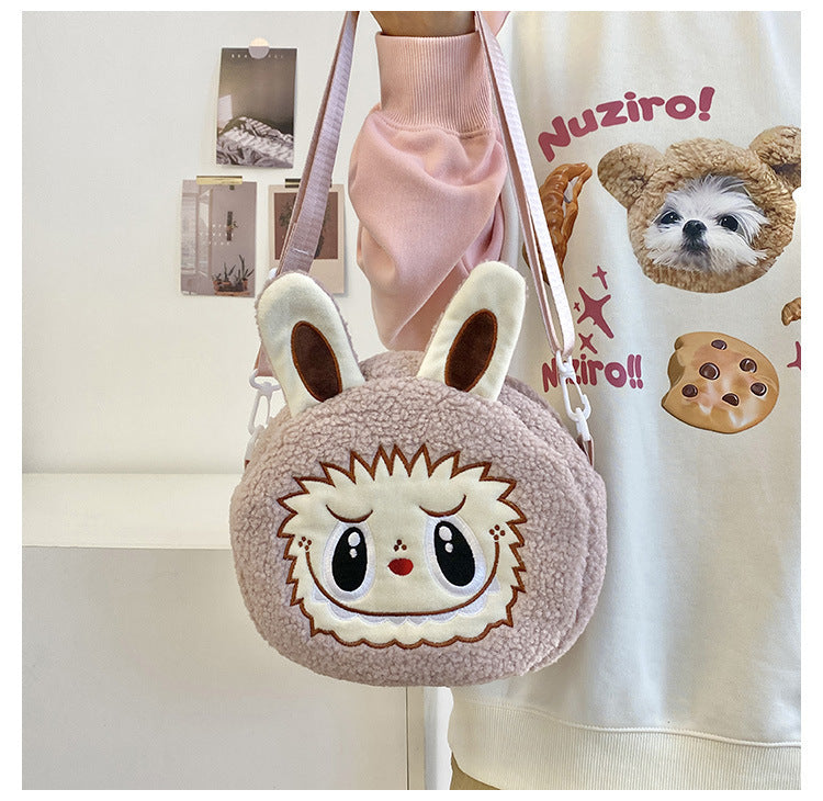 New Cartoon Crossbody Double Backpack Plush Bag City Park L Labubu Bag Crossbody Bag Children's Bag