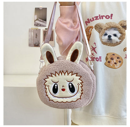 New Cartoon Crossbody Double Backpack Plush Bag City Park L Labubu Bag Crossbody Bag Children's Bag