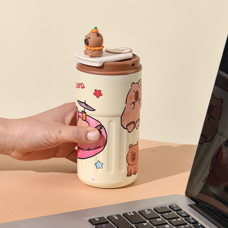 Labubu 316 Stainless Steel Insulated Cup Cartoon High-Value Straw Cup Portable Large Capacity Ice American Coffee Cup