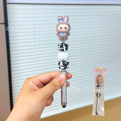 Creative DIY Cute Beaded Pen for Mobile Phones and Tablets, Touchscreen Gel Pen, Adorable Handmade Doll, Student Gift