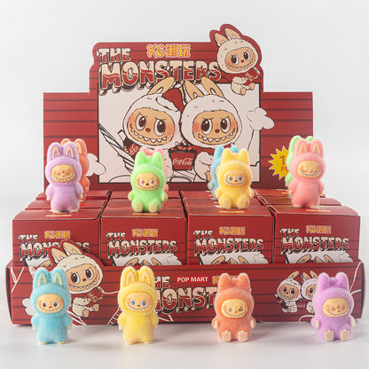 Flocked Halloween Labubu Trendy Toy Doll Children's Toy Bubble Mart Figurine Blind Bag Blind Box
