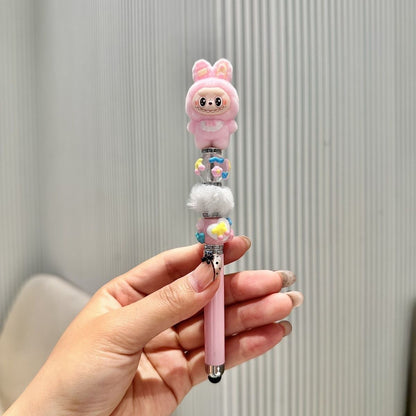 Creative DIY Cute Beaded Pen for Mobile Phones and Tablets, Touchscreen Gel Pen, Adorable Handmade Doll, Student Gift