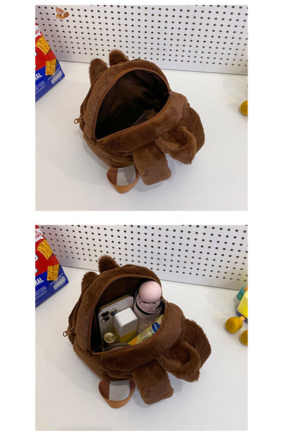 Home Crossbody Double-Shoulder Plush Coin Bag Plush Toy Children's Backpack