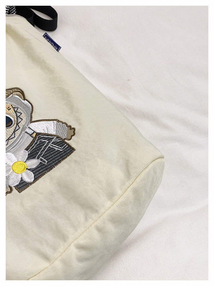 Premium Embroidered Nylon Square Bag Shopping Bag Simple Fashion Trendy Rabbu Commuter Versatile Canvas Bag Handbag