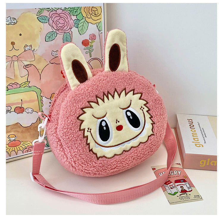 New Cartoon Crossbody Double Backpack Plush Bag City Park L Labubu Bag Crossbody Bag Children's Bag