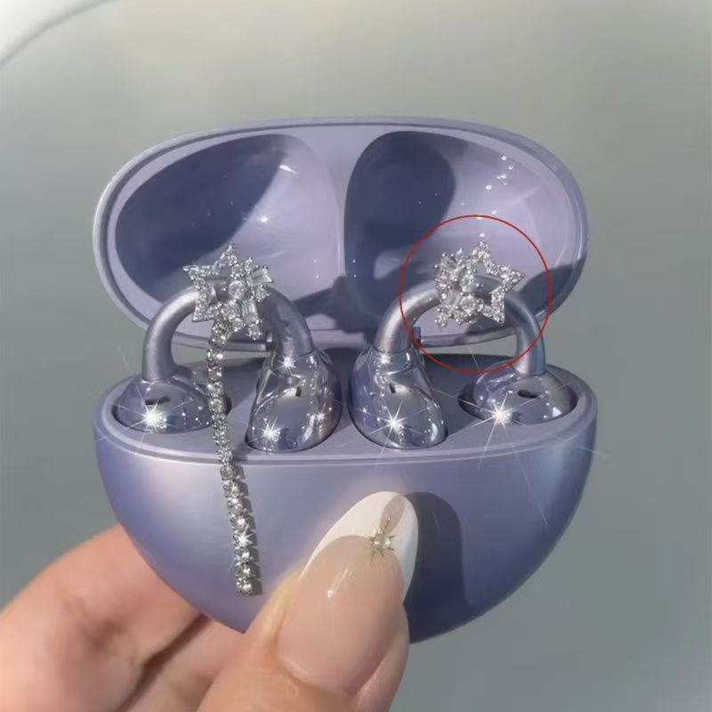 Suitable for Freeclip Earphone Diamond Buckle Full Diamond Snowflake Star Bowknot Ear Clip Buckle Niche High-end Accessories