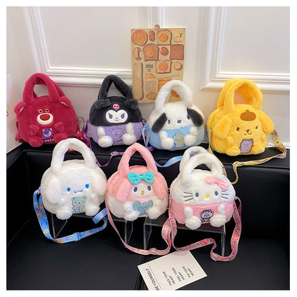 👜New cartoon Sanrio plush bag ins versatile doll bag cute girl Handbag