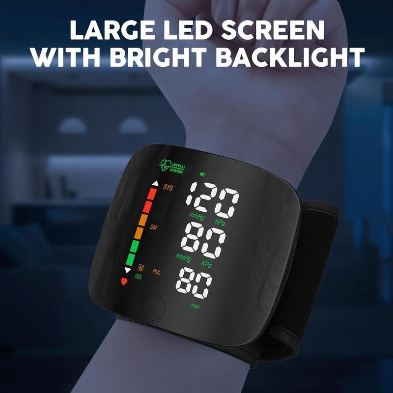 Wrist Blood Pressure Monitor, Rechargeable Monitors for Home Use with Digital Large Display, Voice Broadcast, Blood Pressure Machine, Carrying Case