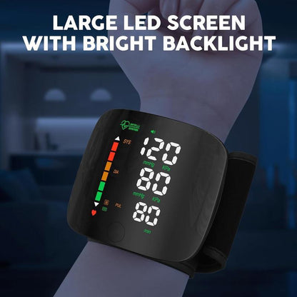 Wrist Blood Pressure Monitor, Rechargeable Monitors for Home Use with Digital Large Display, Voice Broadcast, Blood Pressure Machine, Carrying Case