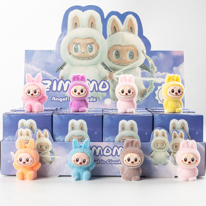 Flocked Halloween Labubu Trendy Toy Doll Children's Toy Bubble Mart Figurine Blind Bag Blind Box
