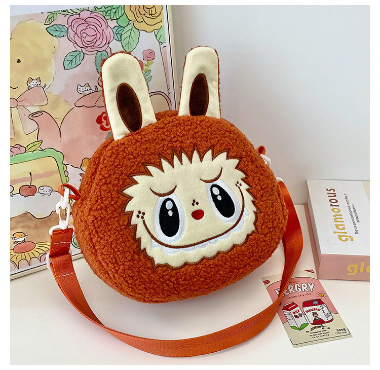 New Cartoon Crossbody Double Backpack Plush Bag City Park L Labubu Bag Crossbody Bag Children's Bag