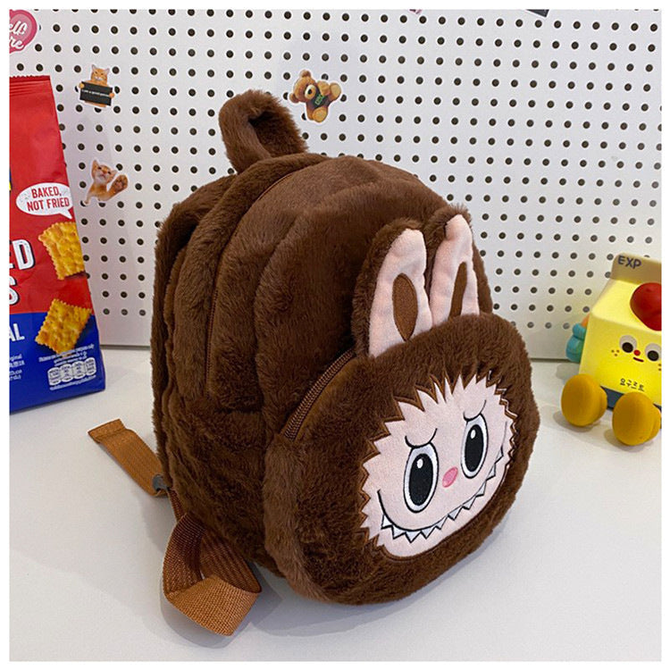 Home Crossbody Double-Shoulder Plush Coin Bag Plush Toy Children's Backpack