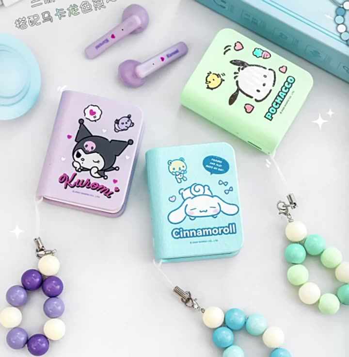 Sanrio Hello Kitty My Melody Kuromi Cinnamoroll Pochacco Wireless Headphones with Beaded Lanyard