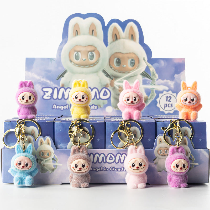 Flocked Halloween Labubu Trendy Toy Doll Children's Toy Bubble Mart Figurine Blind Bag Blind Box