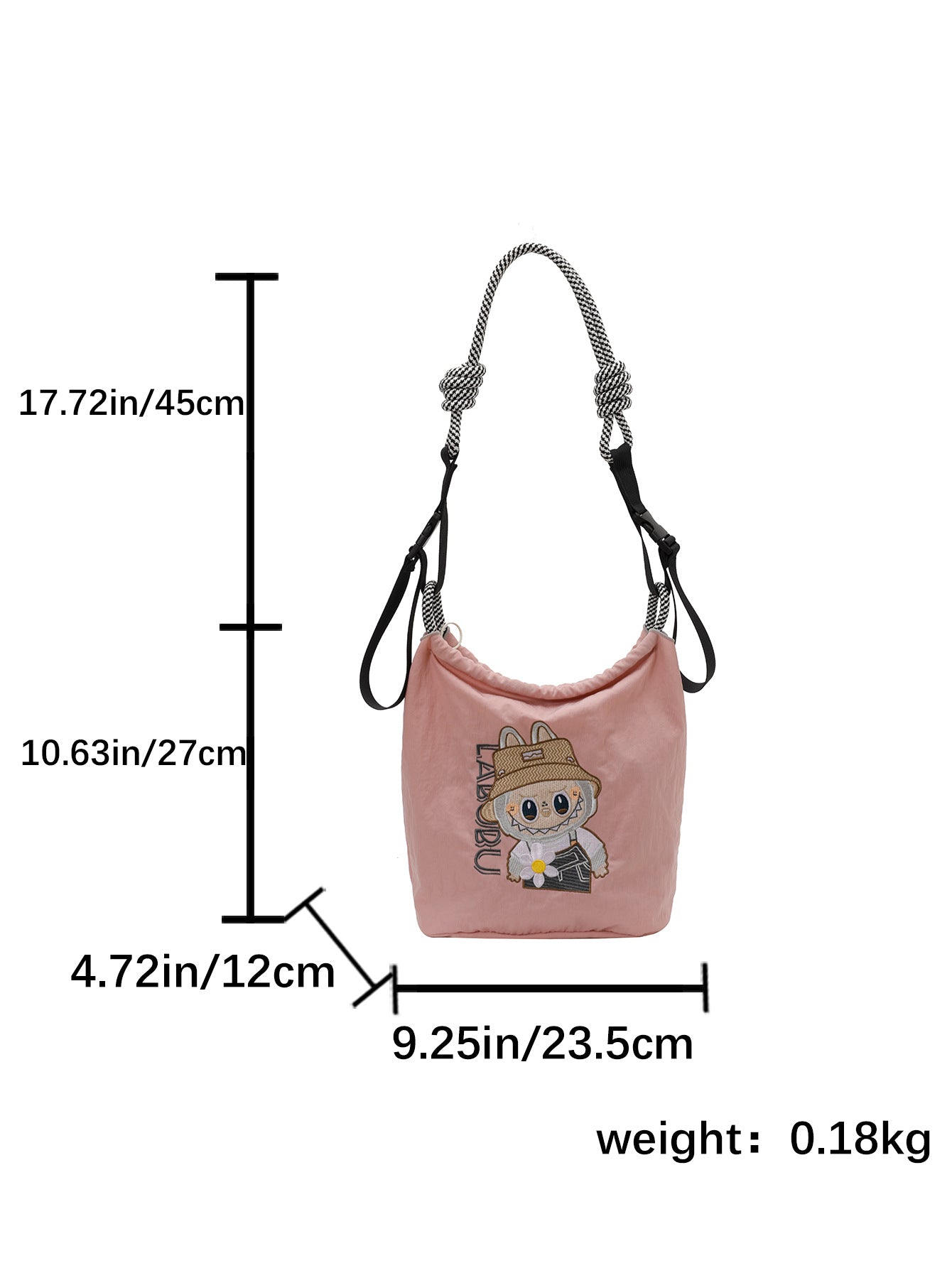 Premium Embroidered Nylon Square Bag Shopping Bag Simple Fashion Trendy Rabbu Commuter Versatile Canvas Bag Handbag