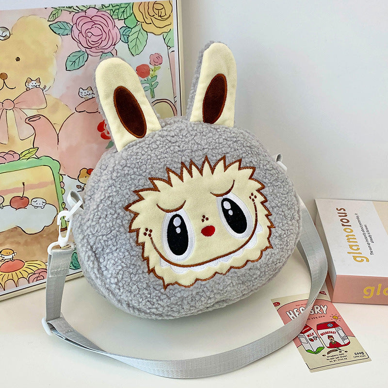 New Cartoon Crossbody Double Backpack Plush Bag City Park L Labubu Bag Crossbody Bag Children's Bag