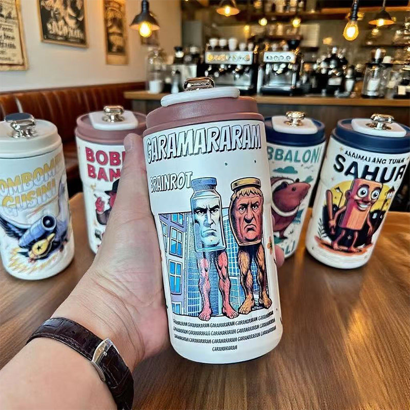 Labubu 316 Stainless Steel Insulated Cup Cartoon High-Value Straw Cup Portable Large Capacity Ice American Coffee Cup
