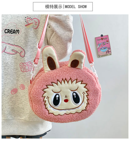 New Cartoon Crossbody Double Backpack Plush Bag City Park L Labubu Bag Crossbody Bag Children's Bag
