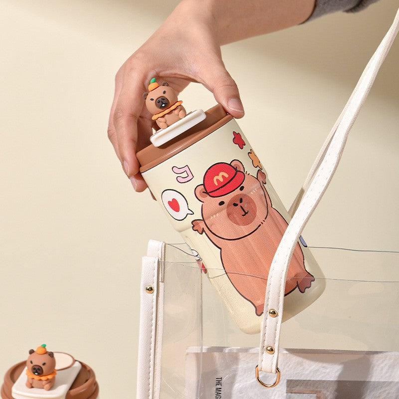 Labubu 316 Stainless Steel Insulated Cup Cartoon High-Value Straw Cup Portable Large Capacity Ice American Coffee Cup