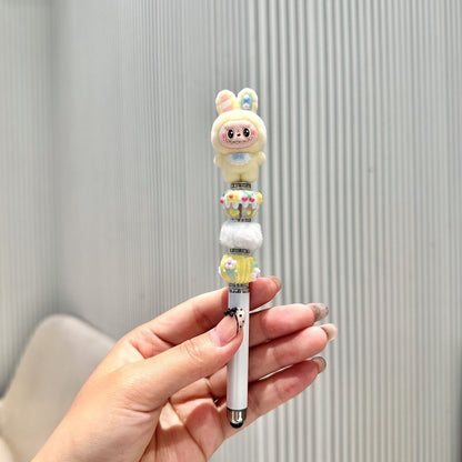 Creative DIY Cute Beaded Pen for Mobile Phones and Tablets, Touchscreen Gel Pen, Adorable Handmade Doll, Student Gift